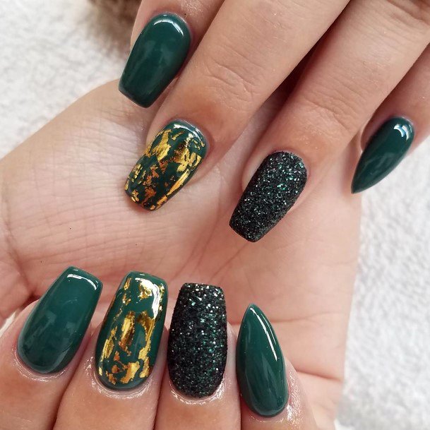 Artistic Hunter Green Nail On Woman