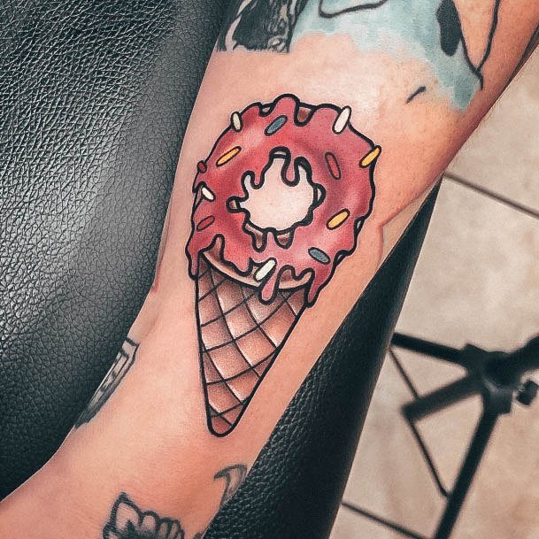 Artistic Ice Cream Tattoo On Woman