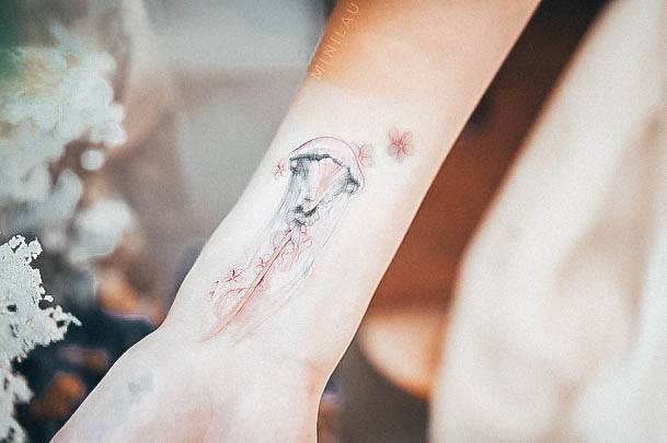 Artistic Jellyfish Tattoo On Woman