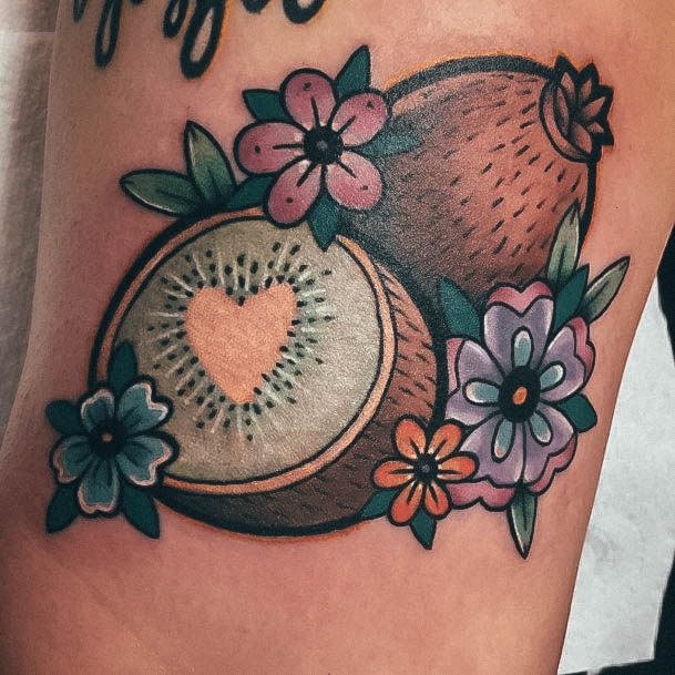 Artistic Kiwi Tattoo On Woman