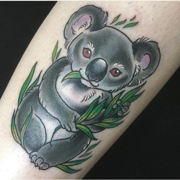 Artistic Koala Tattoo On Woman