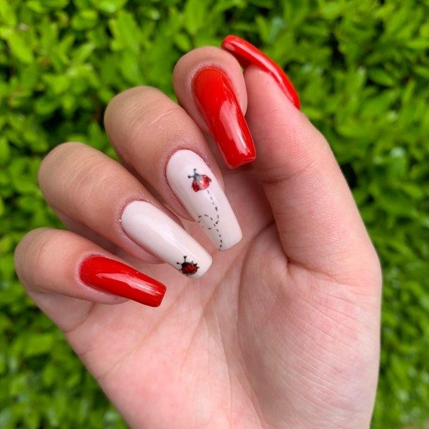 Artistic Ladybug Nail On Woman