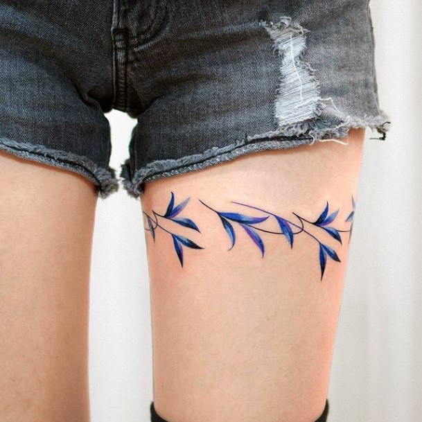 Artistic Leaf Tattoo On Woman