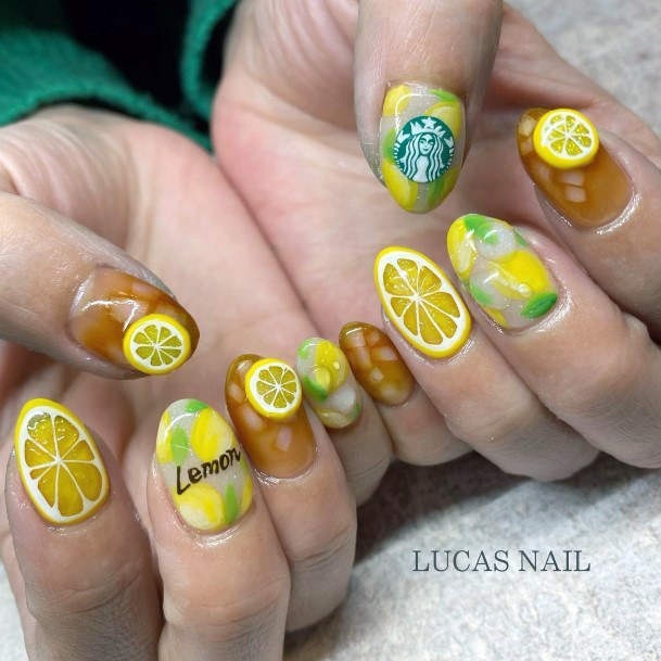 Artistic Lemon Nail On Woman