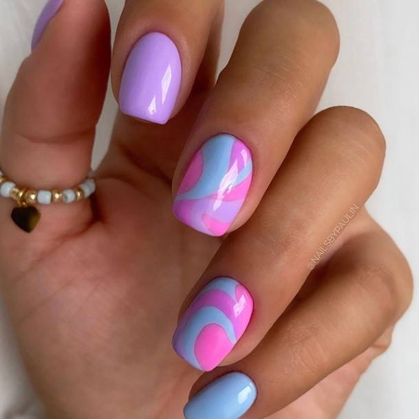 Artistic Light Blue Nail On Woman