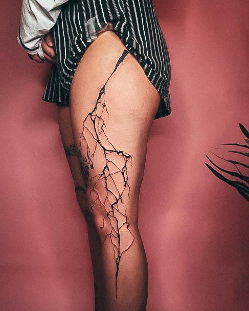 Artistic Lightning Bolt Tattoo On Woman