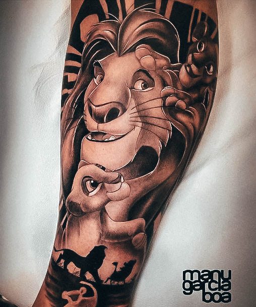 Artistic Lion King Tattoo On Woman