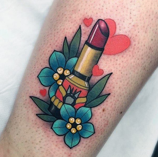 Artistic Lipstick Tattoo On Woman