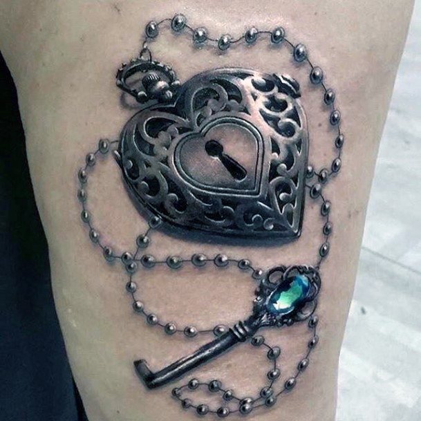 Artistic Locket Tattoo On Woman