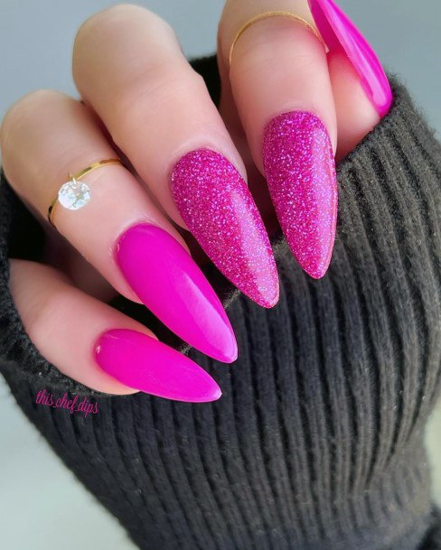 Artistic Magenta Nail On Woman