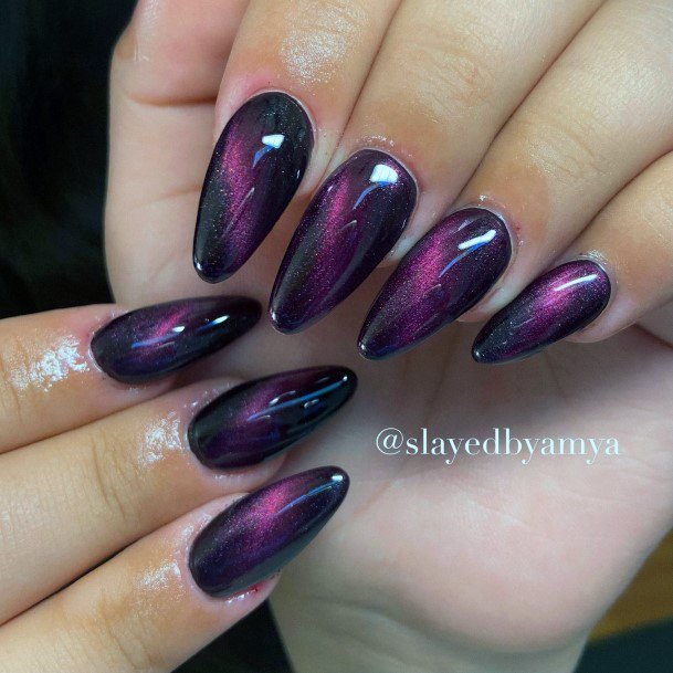 Artistic Maroon And Black Nail On Woman