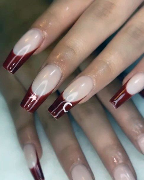 Artistic Maroon Nail On Woman