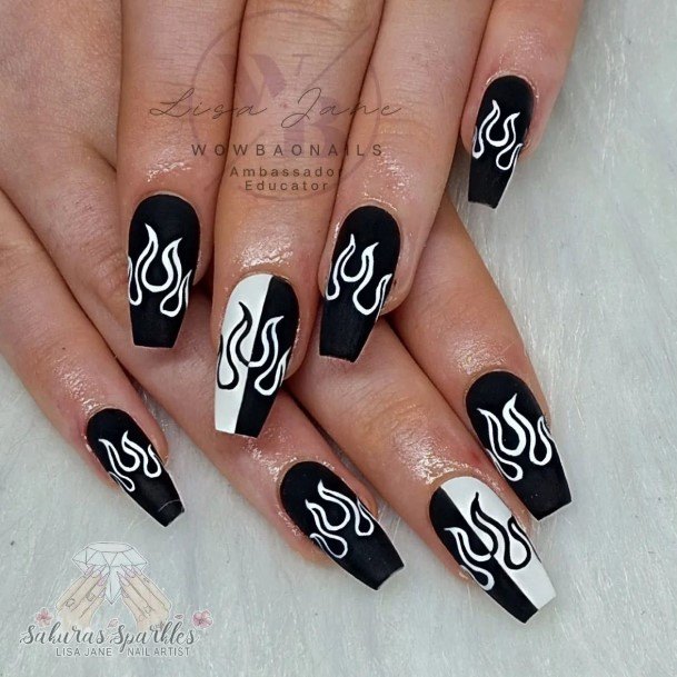 Artistic Monochrome Nail On Woman