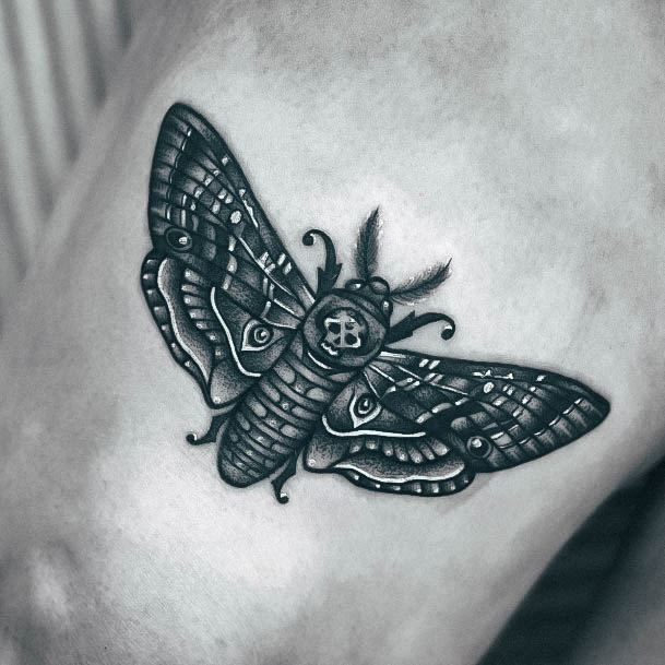 Artistic Moth Tattoo On Woman