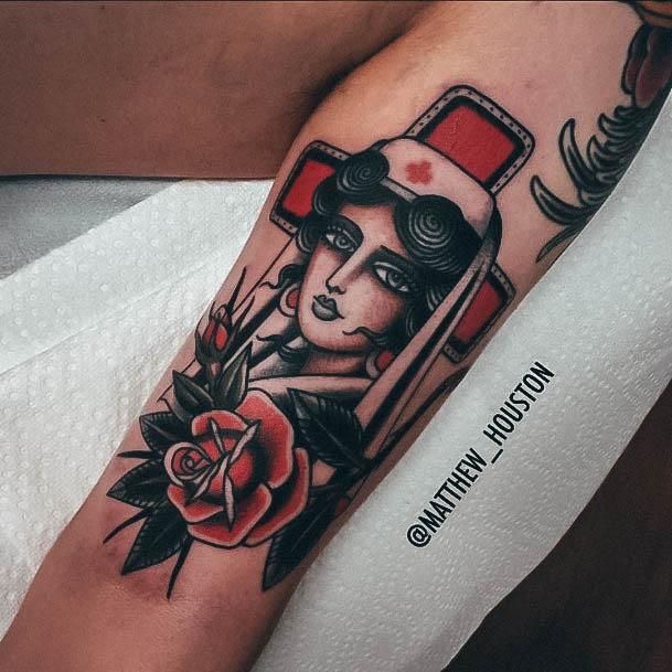 Artistic Nurse Tattoo On Woman