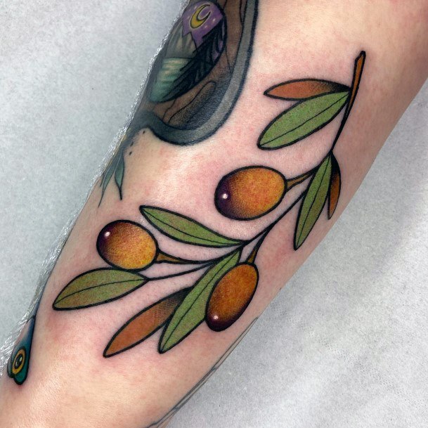 Artistic Olive Branch Tattoo On Woman