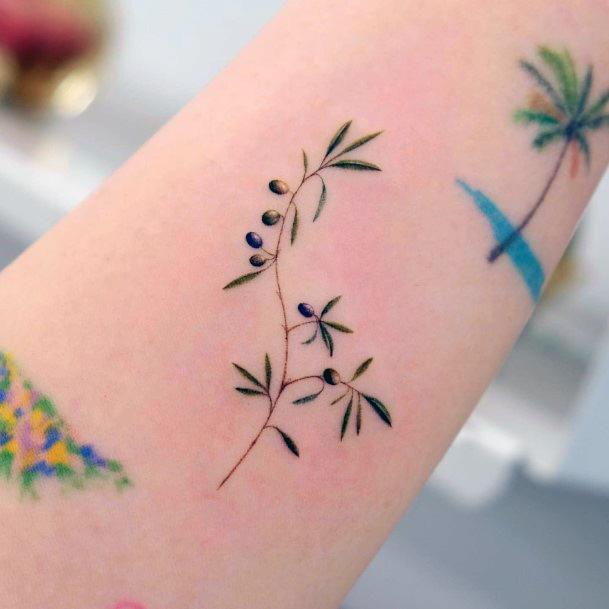 Artistic Olive Tree Tattoo On Woman