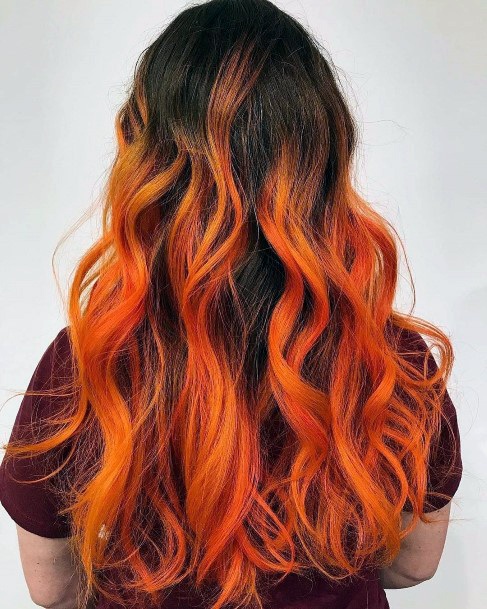 Artistic Orange Ombre Hairstyles On Woman