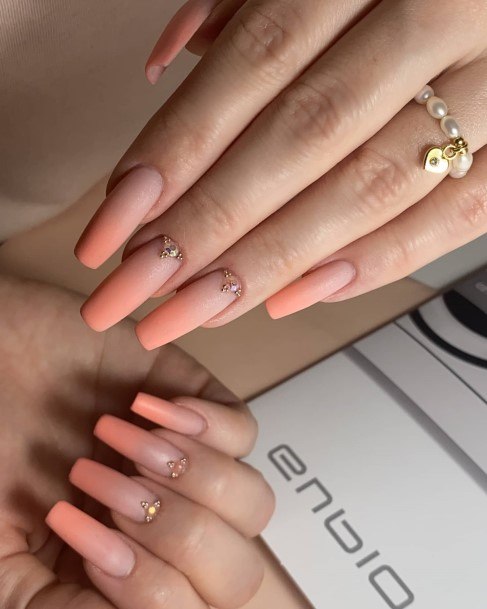 Artistic Orange Ombre Nail On Woman