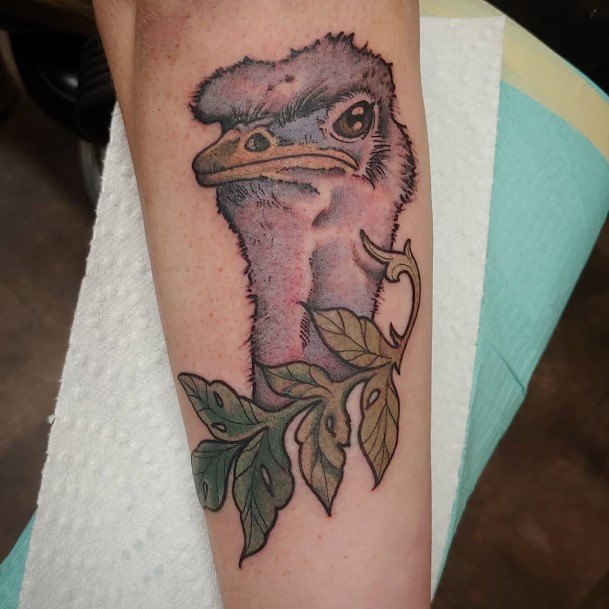 Artistic Ostrich Tattoo On Woman