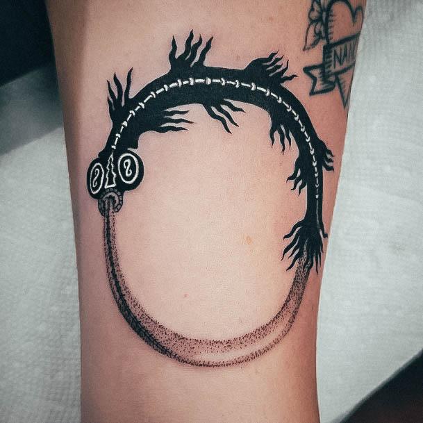 Artistic Ouroboros Tattoo On Woman