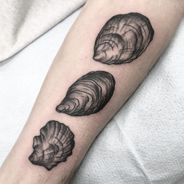 Artistic Oyster Tattoo On Woman