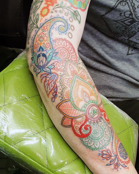 Artistic Paisley Tattoo On Woman