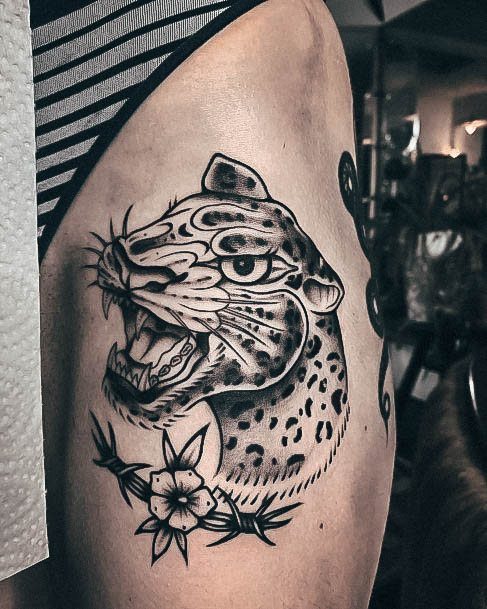 Artistic Panther Tattoo On Woman