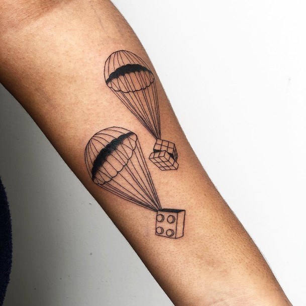 Artistic Parachute Skydiving Tattoo On Woman