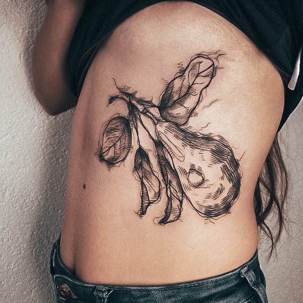 Artistic Pear Tattoo On Woman