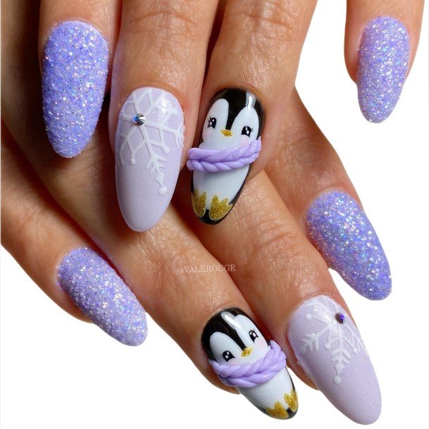 Artistic Penguin Nail On Woman