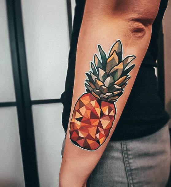 Artistic Pineapple Tattoo On Woman