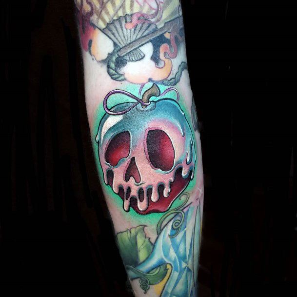 Artistic Poison Apple Tattoo On Woman