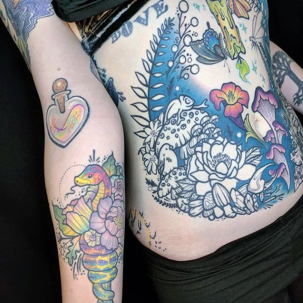 Artistic Potion Tattoo On Woman