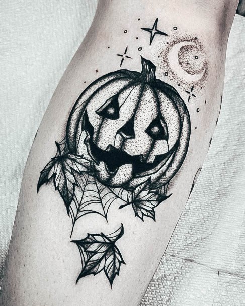 Artistic Pumpkin Tattoo On Woman