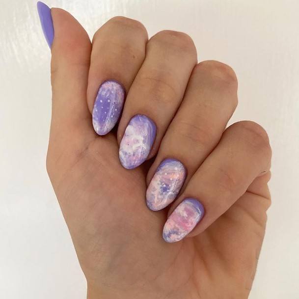 Artistic Purple Nail On Woman