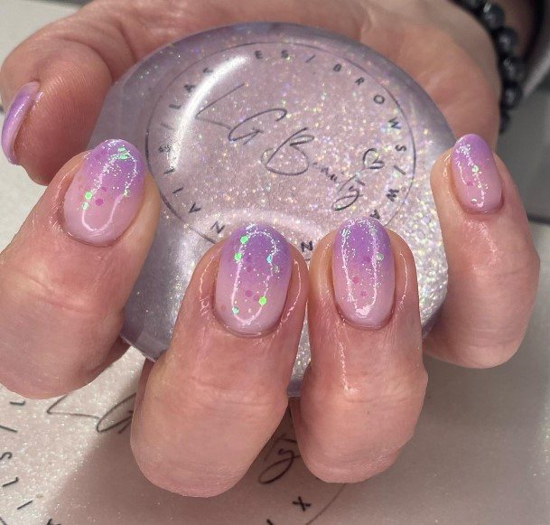 Artistic Purple Ombre Nail On Woman