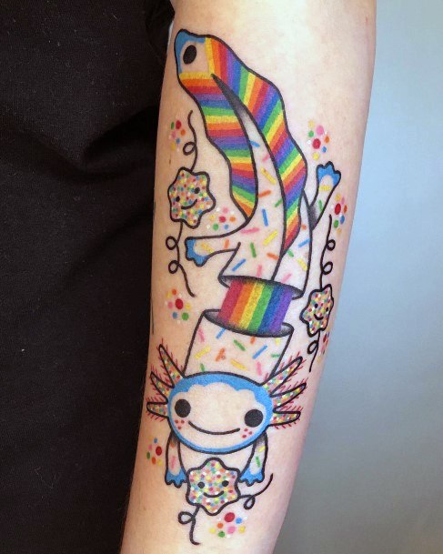 Artistic Rainbow Tattoo On Woman