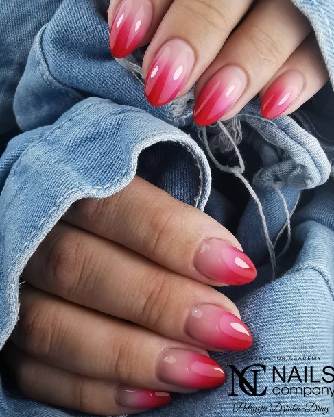 Artistic Red Ombre Nail On Woman