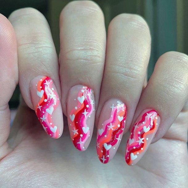 Artistic Red Summer Nail On Woman