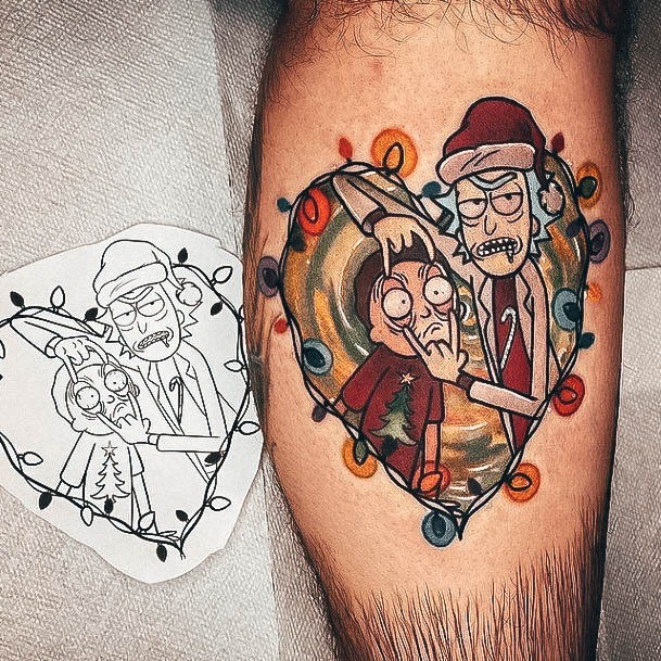 Artistic Rick And Morty Tattoo On Woman