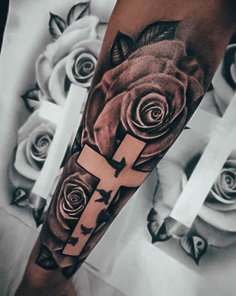 rose with raindrops tattoo