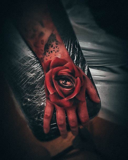 Artistic Rose Hand Tattoo On Woman