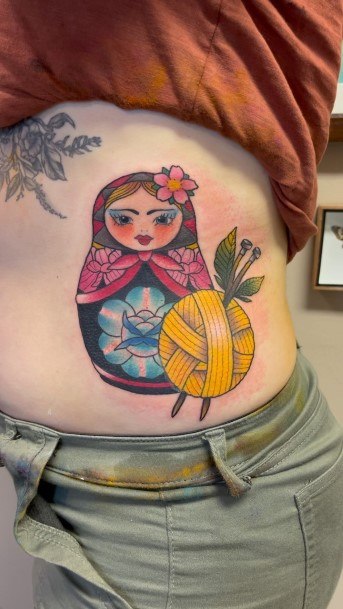 Artistic Russian Nesting Doll Matryoshka Tattoo On Woman