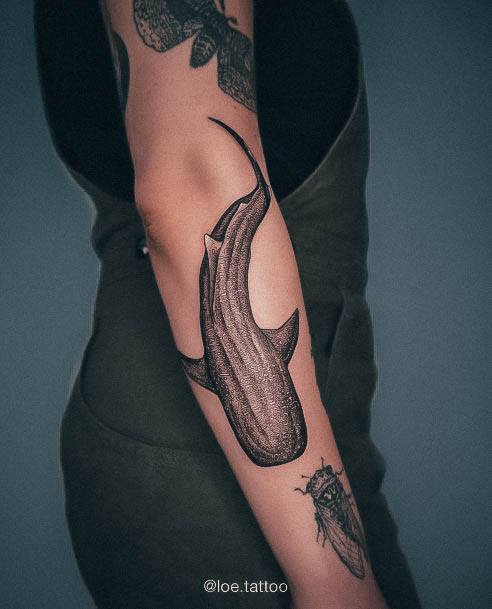 Artistic Shark Tattoo On Woman