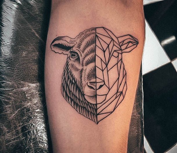 Artistic Sheep Tattoo On Woman