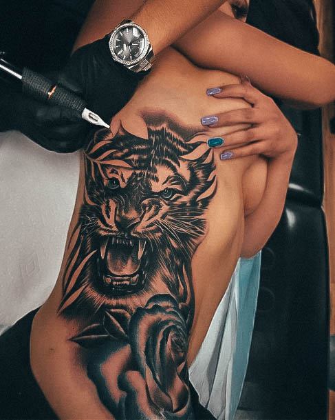 Artistic Side Tattoo On Woman