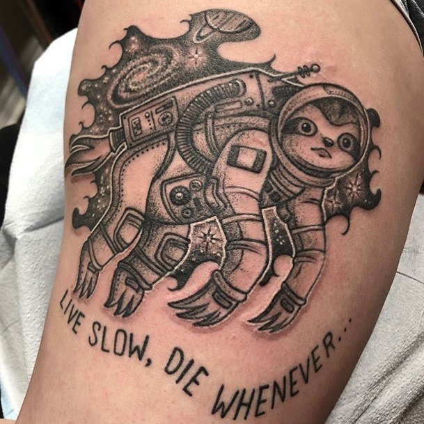 Artistic Sloth Tattoo On Woman