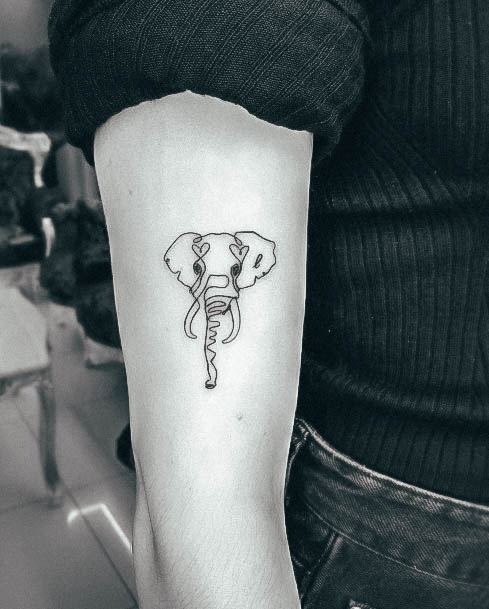 Artistic Small Elephant Tattoo On Woman