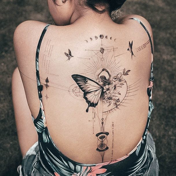 Artistic Small Sparrow Tattoo On Woman